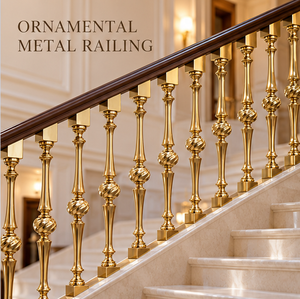 Balustrade d'escalier Gilded Heritage avec détails en orbe torsadé et meneaux torsadés fins pour intérieurs classiques grandioses - Product Image 1