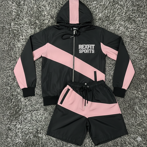 Conjunto Deportivo Corto Rexfit Personalizado para Hombre, Chaqueta Cortavientos Ligera de Nailon, Conjunto Deportivo Corto, Venta al Por Mayor - Product Image 1