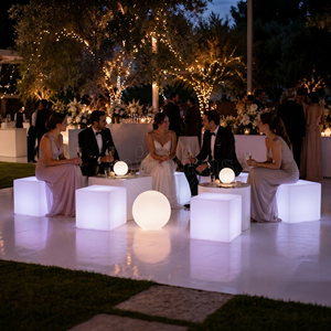Juego <span class=keywords><strong>de</strong></span> Muebles para Eventos con Luces LED Modernas, Recargables e Impermeables, Cubos Luminosos y Bolas Brillantes para Discotecas, Bodas y Fiestas en Alquiler - Product Image 3