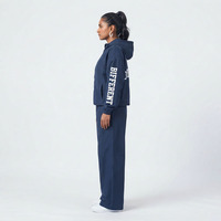 Ensemble de survêtement coupe-vent zippé 100 % nylon pour femme, avec sweat à capuche et pantalon de jogging oversize, imprimé, style streetwear ample pour l'extérieur et la pluie