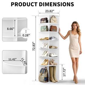 Scarpiera Girevole a 360 Gradi a 7 Livelli in Composito Legno-Plastica Bianco 60x60x184cm - Product Image 3