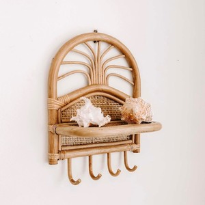 Sustainable handcrafted <b>wall</b>-<b>mounted</b> <b>shelves</b> natural rattan <b>wall</b> hanging <b>shelf</b> for accessories and cosmetic display - Product Image 2