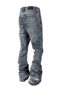 Jeans en denim pour homme 2026 de haute qualité, coupe évasée, déchirés et usés, style streetwear hip-hop Y2K, en coton, OEM ODM - Product Image 2