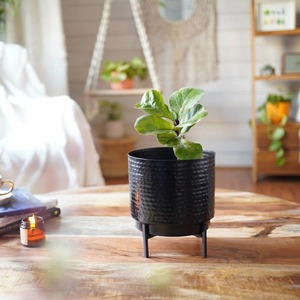 Jardinière ronde en métal, pot de fleurs décoratif élégant, pour l'intérieur et l'extérieur, pour la maison, le balcon, le salon, le bureau - Product Image 4
