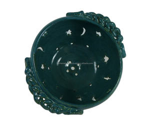 Durable Handmade Metal Colander With <b>Green</b> Finished for Easy Efficient Kitchen Drainage and Food Preparation - Product Image 1