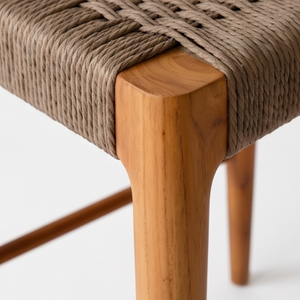 Chaise de bar en bois scandinave avec dossier tissé pour la maison, le bar, la villa, l'hôtel - Product Image 4