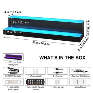 Estante de Bar para Botellas de Licor con Iluminación LED de 2 Niveles y 30 Pulgadas, Control Remoto RF y por Aplicación, 7 Colores Estáticos, Estantes Iluminados para Botellas de Vino - Product Image 4