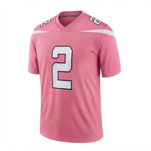 Camiseta de Fútbol Americano Rosa para Hombre, Ropa Deportiva Atlética, Malla Transpirable en la Parte Delantera, Secado Rápido, Manga Corta, OEM, 100% Poliéster - Product Image 1