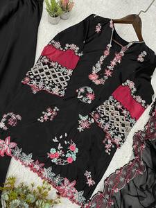 New beautiful black Silk <b>Top</b>-Sharara Dupatta Set Embroidery <b>Sequins</b> Work Fully Stitched Ready Wear Diwali <b>Party</b> Premium Dress - Product Image 2
