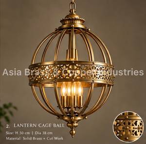 Construction artisanale en laiton, design de lanterne classique en forme de boule, laiton antique et finitions personnalisées disponibles, adapté à l'intérieur. - Product Image 6
