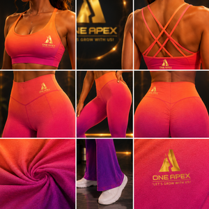Custom Women Ombre Yoga Set <b>Flare</b> <b>Leggings</b> Sports Bra Gym Fitness Activewear Workout Suit Quick Dry Wear - Product Image 6