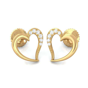 Lightweight Real Diamond Stud <b>Earrings</b> in Yellow Gold Heart Shape |Elegant Minimal Design Screw <b>Back</b> Fine Jewelry Gift for Women - Product Image 3