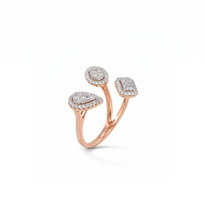Rose <b>Gold</b> Diamond <b>Cocktail</b> <b>Ring</b> With Pear Cut Geometric Design Women Luxury Jewelry - Product Image 1