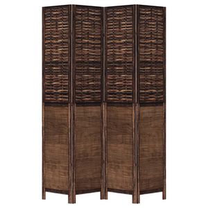 Separador de Habitaciones de Madera Maciza de Paulownia Marrón Oscuro de 4 Paneles - Product Image 4