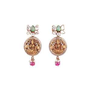 Ensemble de boucles d'oreilles de style temple festif traditionnel pour femmes, pour mariage, fiançailles et occasions de fête - Product Image 2