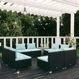 Conjunto de Muebles de Jardín de Ratán PE Negro con Acero con Recubrimiento en Polvo, Colección de Muebles Duraderos para Exteriores - Product Image 1