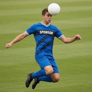 Maillot de football personnalisé pour homme, bleu, col en V, manches courtes, polyester respirant, uniforme pour adultes, toutes saisons, impression sublimée - Product Image 3
