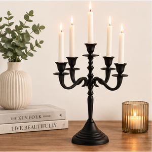 Wholesale Matte <b>Black</b> Metal <b>Candelabra</b> 5 Arm Candle Holder Candlestick Stand for Wedding Table Centerpiece Party Event Decor - Product Image 6