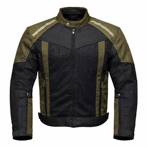 Blouson de moto pour homme, bleu et noir, à blocs de couleur, manches longues, respirant, en mesh, pour toutes les saisons - Product Image 4
