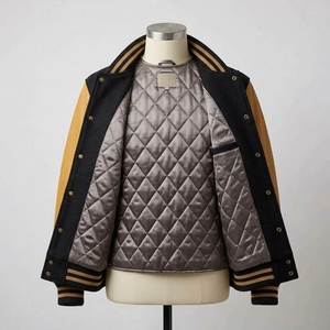 High Quality Casual Varsity <b>Jacket</b> <b>Men</b> Women Stand Collar Front Logo Eco-Friendly Button Type Letterman <b>Jacket</b> Fashion Design - Product Image 3