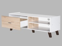 Meuble TV Moderne et Contemporain de Luxe TV4603 Blanc en Panneau de Particules MDF avec 1 Tiroir de Rangement pour Hôtel, Salon, Appartement