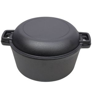 Pentola in Ghisa Pretrattata 2-in-1 con Doppio Manico per Campeggio, Cucina all'Aperto, Barbecue e Cottura in Forno - Product Image 3