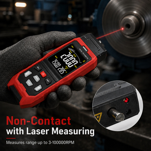 Tachymètre numérique 2-en-1, compteur de régime (RPM) à contact et sans contact, jauge de vitesse laser, 3-100 000 tr/min, enregistrement des données USB et stockage en mémoire - Product Image 5