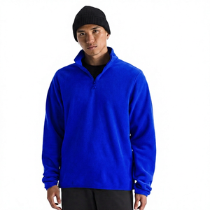 Men's Solid Color Quarter <b>Zip</b> Fleece Pullover Regular Fit Breathable Winter Casual <b>Top</b> Blue - Product Image 6