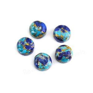 Cabochon de pierre précieuse lâche Mohave Lapis Lazuli Cuivre Turquoise Composite 12mm Rond Poli Brillant Lisse pour la Fabrication de Bijoux et Pendentifs - Product Image 2