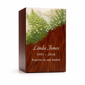 Personalized Wooden Cremation Urn <b>for</b> Pets <b>Ashes</b> Fern Leaf Resin Memorial Custom Engraved Eco-Friendly Durable Nature Inspired - Product Image 1