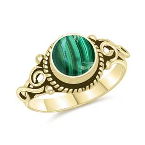 Bague ajustable en malachite délicate, en pierre précieuse véritable, avec cristal réglable - Product Image 3