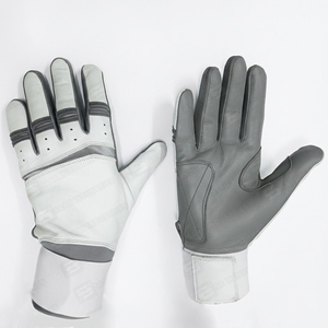 Gants de frappeurs professionnels unisexes personnalisables avec logo, en bois, blancs et gris, légers, pour droitiers et gauchers, avec fermeture auto-agrippante au poignet - Product Image 1