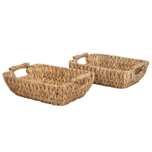 Cesta de Almacenamiento Grande de Jacinto de Agua con Asas de Madera, Cestas Tejidas a Mano, Decoración para Dormitorio y Sala de Estar de Vietnam - Product Image 4