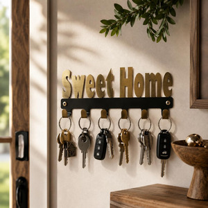SHUBHAM Sweet <b>Home</b> Metal Wall Mounted Key Holder Decorative 6-Hook Key Rack for Entryway, Living Room & Office - Product Image 5