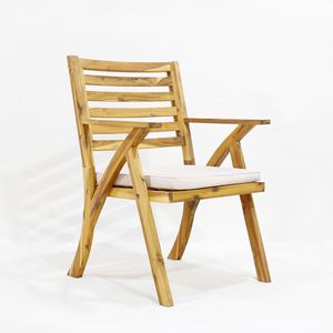 Ensemble bistrot de jardin Comehome en bois d'acacia, éco-responsable, minimaliste, avec coussins moelleux, gain de place pour villa - Product Image 6