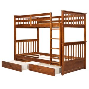 Letto a Castello in Noce con Scaletta e Due Cassetti Contenitori per Camere dei Bambini (Vecchio SKU LT000265AAD) - Product Image 6