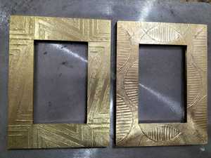 Rectangle Metal Photo <b>Frame</b> with <b>Black</b> Patterned Border and Brass Cladding Durable Home Decoration - Product Image 2