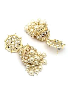 Pendientes de Araña Chapados en Oro con Aleación, Perlas de Imitación, Borlas, Forma de Flor Vintage, Cristales de Imitación, para Mujer, Boda - Product Image 2