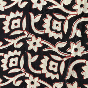 Wholesale Hand Block Printed Cotton <b>Fabric</b> – Black <b>Red</b> Floral Indian Cotton <b>Fabric</b> & Textile <b>Fabric</b> Manufacturer - Product Image 1