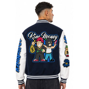 High Quality Customizable Men's Bomber <b>Jacket</b> with <b>Patchwork</b> Ripped Embroidery Letter Spot Design-Breathable Winter Oversized - Product Image 4