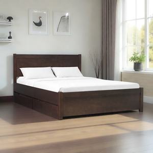 Lit plateforme en bois d'hévéa à structure robuste avec rangement, design minimaliste, modèle d'exportation KD, fabriqué au Vietnam - Product Image 1