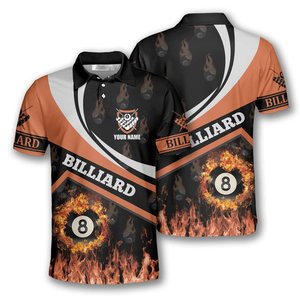 Camiseta de Jersey de Algodón/Spandex Ecológica, Transpirable, de Secado Rápido, con Logotipo Personalizado, Estampado Digital, Cuello en V, para Equipo de Billar, para Hombre - Product Image 4