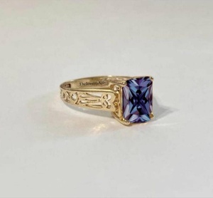 Bague en Alexandrite, Alexandrite changeante de couleur violette, Bague de fiançailles et de promesse en vermeil or 14 carats, Bijoux en pierres d'Alexandrite - Product Image 2