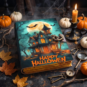 Carnet en cuir pour Halloween, Livre des Ombres pour Maison Hantée, Grimoire à bords festonnés avec fermoir en laiton, Journal macabre - Product Image 3