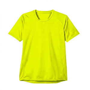 Camiseta de Manga Corta para Hombre, Corte Regular, Color Sólido, Cuello Redondo, Informal, Tejido de Punto, Secado Rápido, 100% Poliéster, Amarillo - Product Image 1
