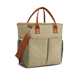 Grand sac isotherme pour le déjeuner avec logo personnalisé, en polyester et mousse, motif lettres, poches, bandoulière, pour le stockage de nourriture et de vin - Product Image 5