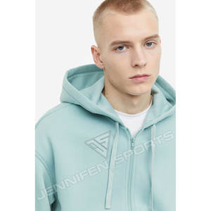Sudadera con capucha y cremallera de algodón 100% para hombre, estilo urbano, con logo personalizado, de alto gramaje, casual, dos colores, de alta calidad, corte holgado oversize, con bloques de color. - Product Image 4