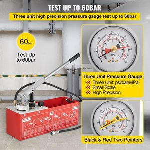 Kit de test de pression hydraulique manuel pour pompe, réservoir de 3,2 gallons, pression hydrostatique 60 bars/860 PSI pour tester les raccords - Product Image 3