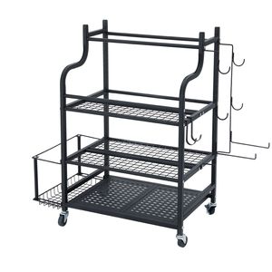 Organizzatore per Attrezzature da Palestra Domestica, Supporto per Tappetini Yoga in Acciaio Verniciato a Polvere con Ganci e Ruote per Uso in Garage - Porta Tappetini Yoga - Product Image 1