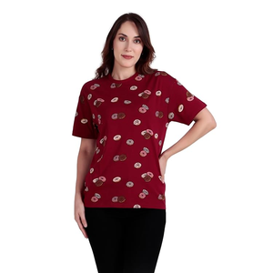 Camiseta Gráfica Estampada para Mujer, Cuello Redondo, Manga Corta, Algodón Suave, Informal, para Verano, Uso Diario, para Chicas y Damas - Product Image 3